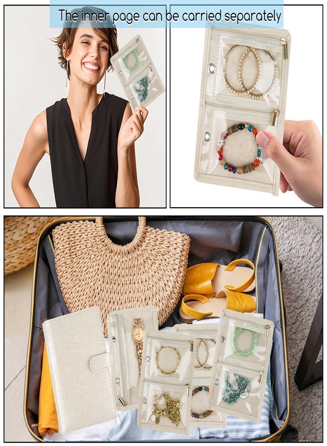 LingLingo Travel Jewelry Organizer Case,Small Jewelry Bags Jewelry Storage Book Ring Binder with Clear Zipper Velvet Pouch for Traveling - Image 3