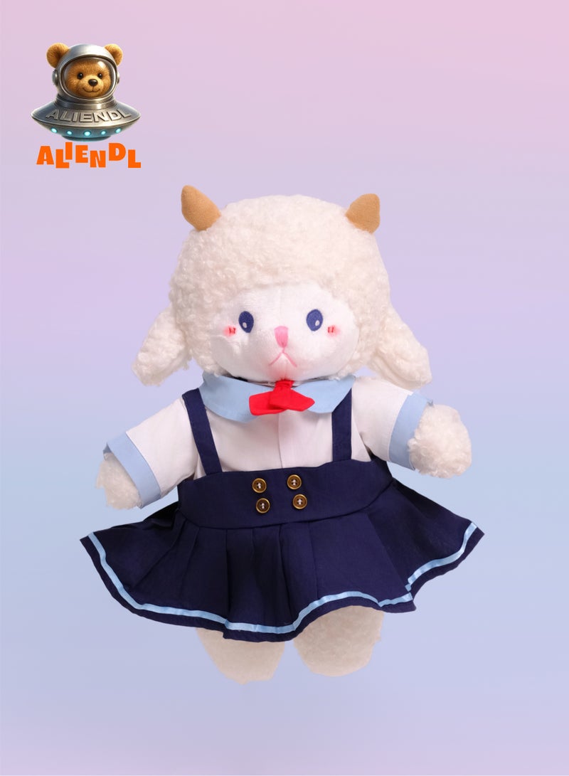 ALIENDL Stubborn Sheep – Plush Sheep Stuffed Animal Toy for Baby Kids, Soft Cute Lamb School Dress Doll Gift Set with Removable Clothes & Pouch, Perfect Gift for Kids, Girls, Friends & Couples - Image 2
