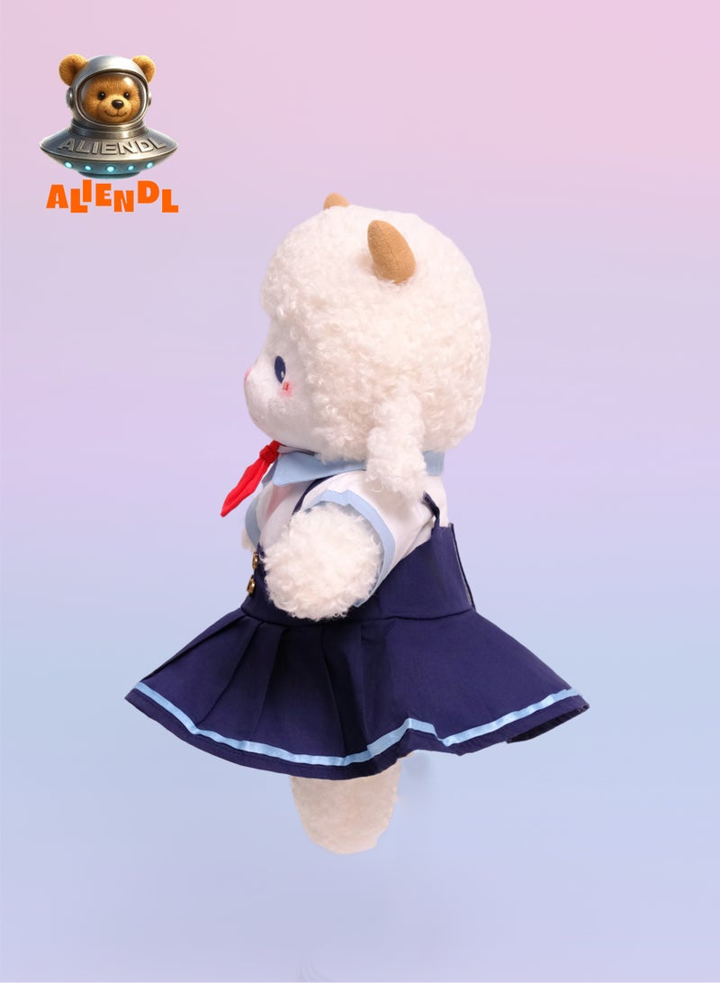 ALIENDL Stubborn Sheep – Plush Sheep Stuffed Animal Toy for Baby Kids, Soft Cute Lamb School Dress Doll Gift Set with Removable Clothes & Pouch, Perfect Gift for Kids, Girls, Friends & Couples - Image 3
