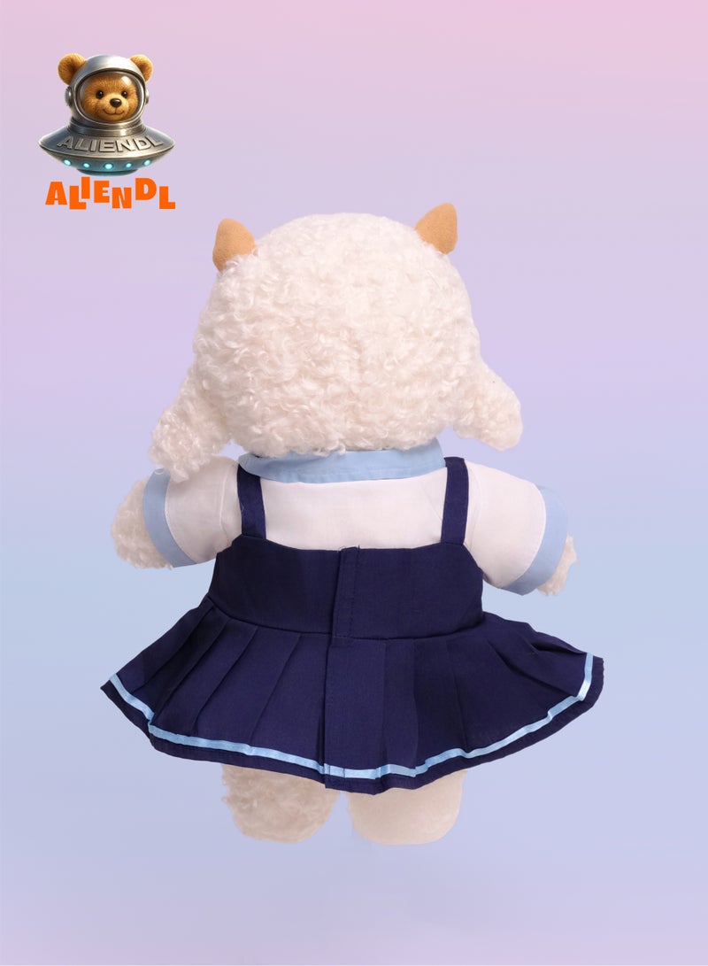 ALIENDL Stubborn Sheep – Plush Sheep Stuffed Animal Toy for Baby Kids, Soft Cute Lamb School Dress Doll Gift Set with Removable Clothes & Pouch, Perfect Gift for Kids, Girls, Friends & Couples - Image 4