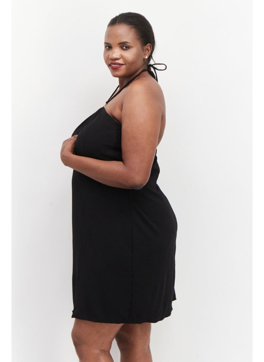 Speechless  - Women Plus Size Plain Mini Dress, Black - Image 1