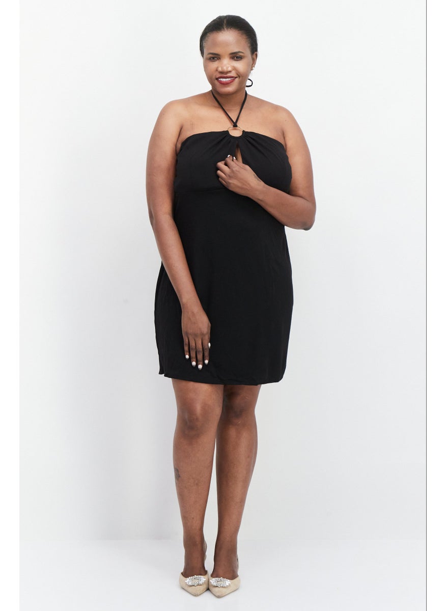 Speechless  - Women Plus Size Plain Mini Dress, Black - Image 1