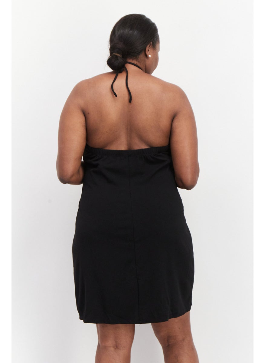 Speechless  - Women Plus Size Plain Mini Dress, Black - Image 1