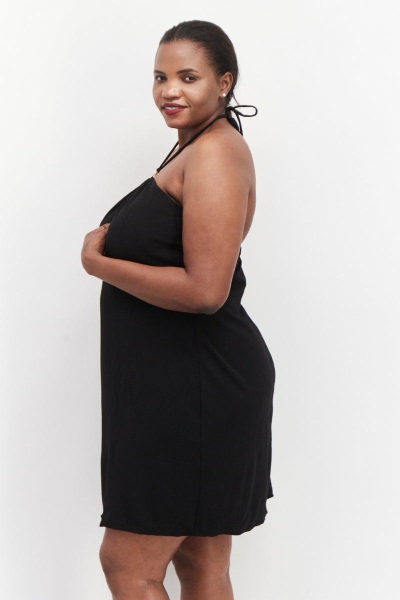 Speechless  Women Plus Size Plain Mini Dress, Black - Image 2