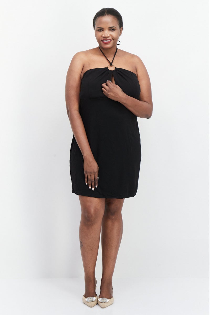 Speechless  Women Plus Size Plain Mini Dress, Black - Image 2