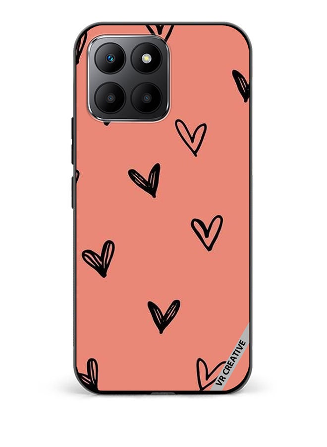 VR CREATIVE Protective Case Cover For Honor 70 Lite Flying Hearts Sketch Design Multicolour - Image 1