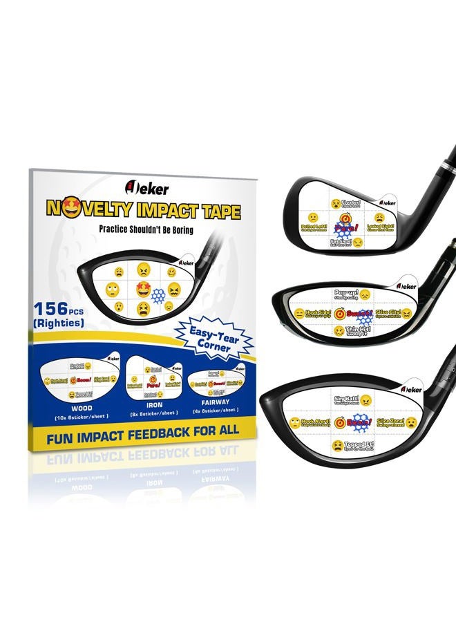 IJEKER Novelty Golf Impact Tape – 156pcs Emoji Swing Training Stickers for Driver, Iron & Wood | Tear-Off, Waterproof, Instant Feedback - Image 1