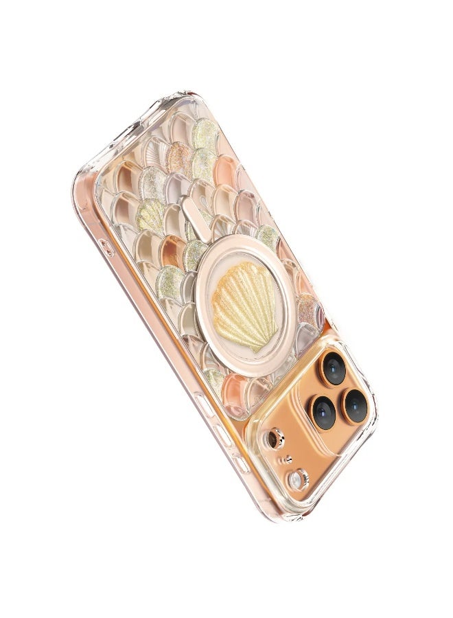 LEVELO iPhone 17 Pro MagSafe Case Pearl 3D IML With Shock-Resistant Bumper & Raised Bezels For Camera And Screen / Ocean-Inspired Elegance /Impact-Resistant Back Cover - Orange - Image 2