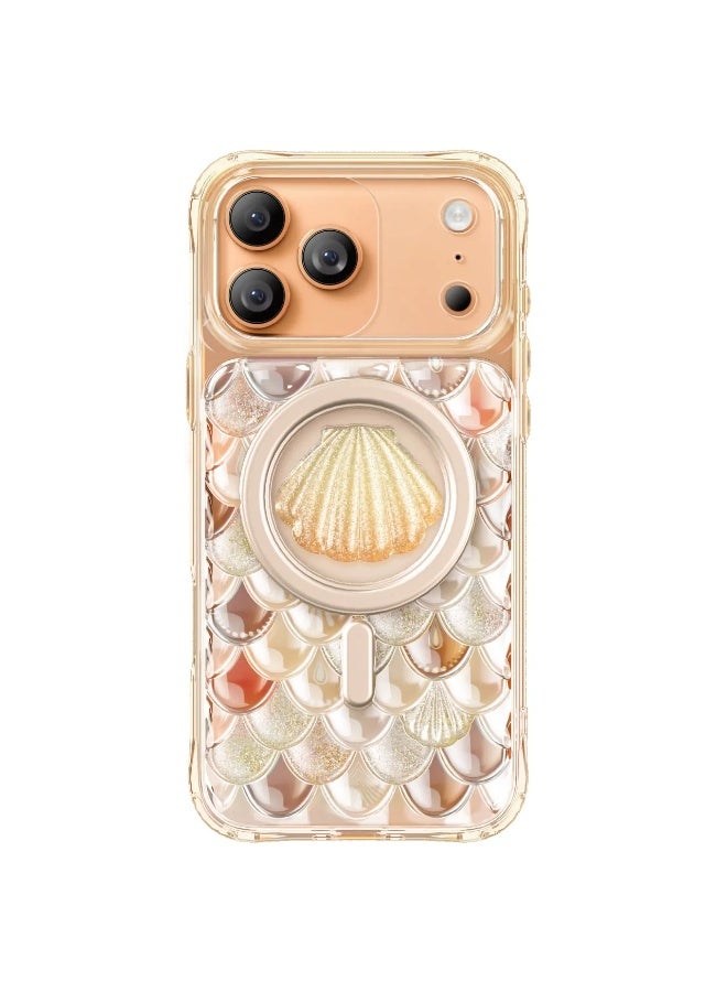 LEVELO iPhone 17 Pro MagSafe Case Pearl 3D IML With Shock-Resistant Bumper & Raised Bezels For Camera And Screen / Ocean-Inspired Elegance /Impact-Resistant Back Cover - Orange - Image 1