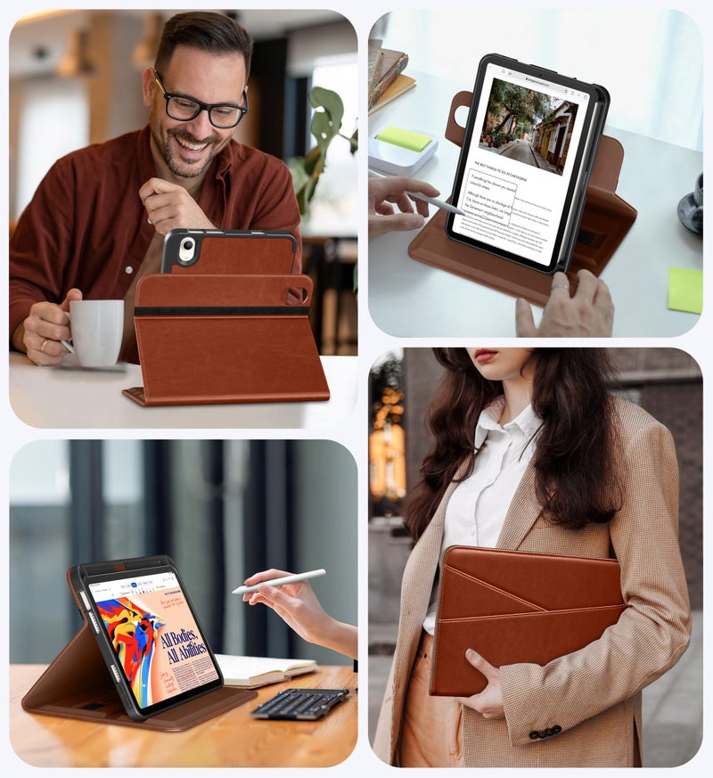 DTTO for iPad mini 7 (A17 Pro) Case, iPad mini 7th / 6th Generation Case (2024/2021), 360 Degree Rotating Premium Leather Folio Stand Cover with Pencil Holder, Brown - Image 5