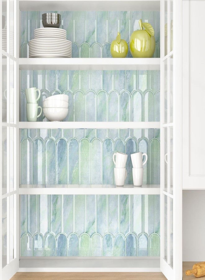 Wallercity ملصقات حائط من الفينيل السميك ثلاثية الأبعاد ذاتية اللصق من Wallercity باللون الأخضر اللامع قابلة للتقشير واللصق على الحائط للمطبخ والحمام وبلاط الفسيفساء القابل للإزالة لمدفأة RV، 10 قطع - Image 3