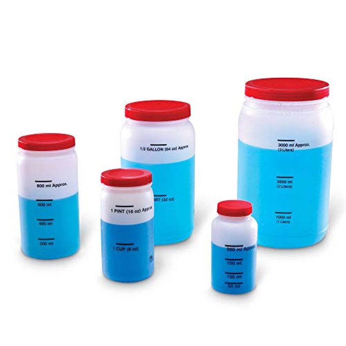 Learning Resources Measuring Jars - 5 Pieces, Grades K+| Ages 5+ Measurement Tools, Math and Science Classroom Supplies, Liquid Measurement and Equivalencies
