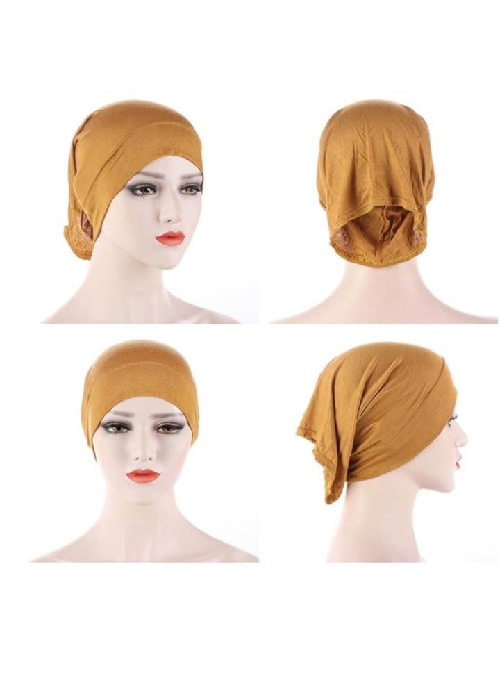 6 PCS Women Hijab Under Cap, Islamic Scarf Hat Cap Bonnet Muslim Inner Under Scarf Hat Hijab Cap