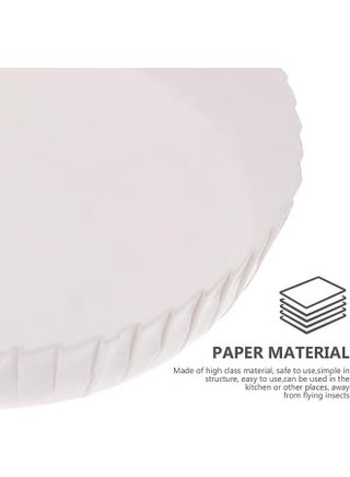 100 PCS Disposable Paper Cup Cover Hot Cup Lid Recycled Drinking Lid Coffee Cup Cover for Cafe Hotel KTV Bars, Paper Covers for Glassware, 2.95 Inches Diameter White Paper Cup Lids - view 3