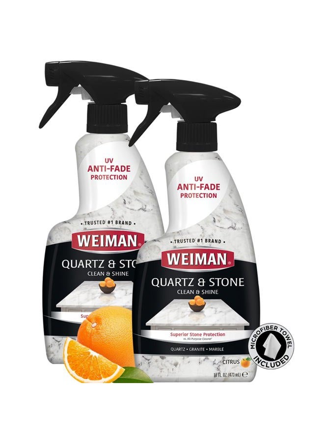 Weiman Quartz Countertop Cleaner and Polish (2 Pack w/Micro Towel) Clean and Shine Your Quartz Countertops Islands and Stone Surfaces with Ultra Violet Protection - Image 1