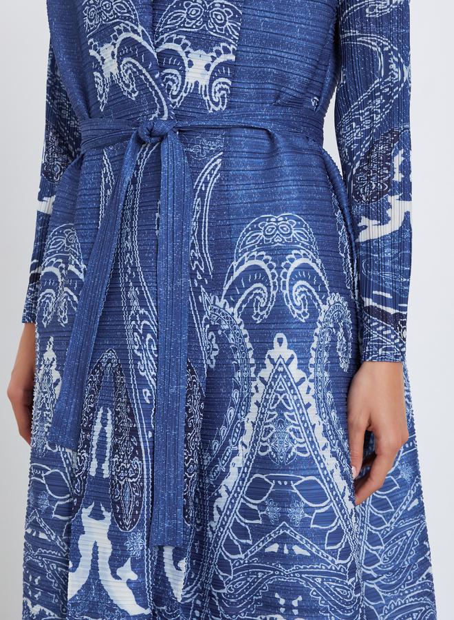 Take Two All-Over Printed Textured Pleated Long Sleeve Abaya - Image 4