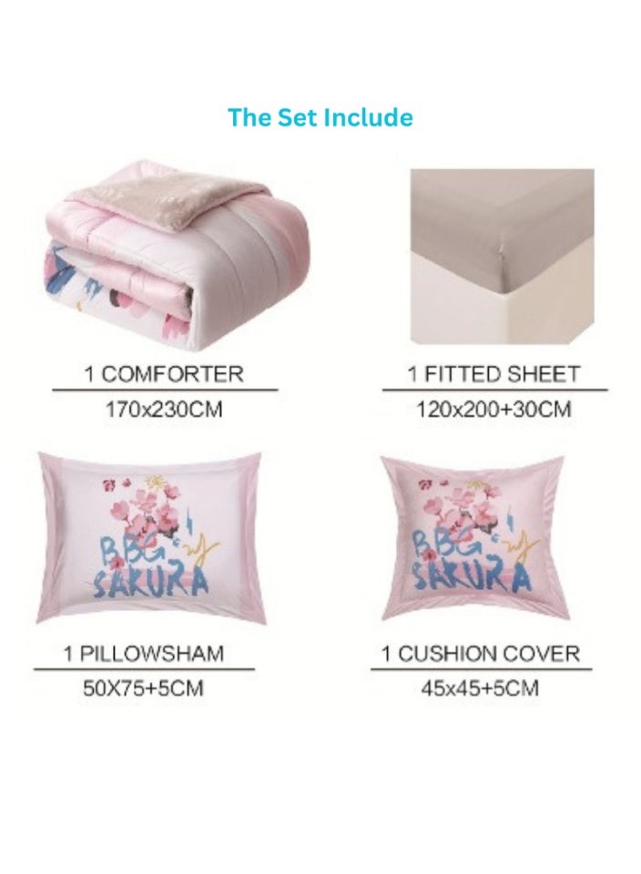 SMART HOME Winter fluffy children's bed sheet, 4 pieces, two sides, velvet side and fur side, size 170x230 cm - Image 5