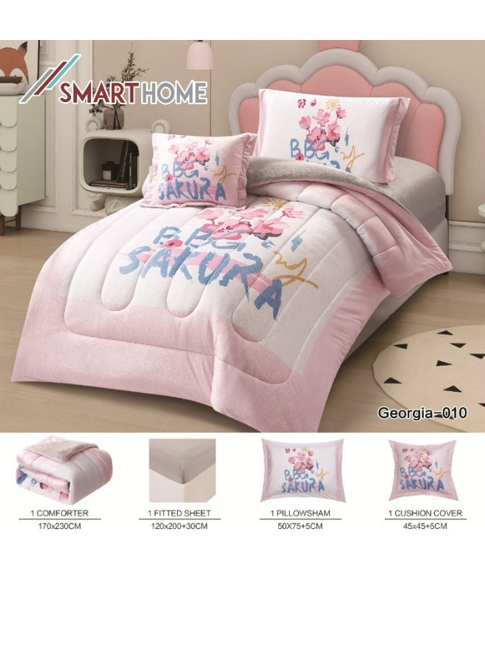 SMART HOME Winter fluffy children's bed sheet, 4 pieces, two sides, velvet side and fur side, size 170x230 cm - Image 3