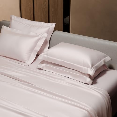 Stoa Paris 300 Tc Satin Bedsheet Super King Size Bed with Pillow Covers, Premium Ultra Satin Bedding Set, Gifts for Couples, Wedding, Bedroom Home Furnishing, Date Night Collection - Blushing Pink - Image 4
