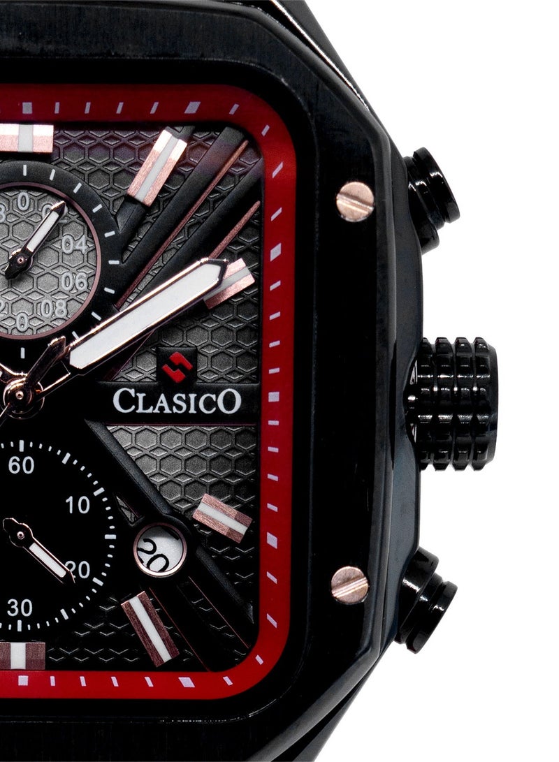 Clasico ساعة زيفر 6-أيدي كرونوغراف – إصدار كرونوغراف ريدلاين سكوير مع حزام سيليكون فاخر – حركة ي121 كاليبر النخبوية – تصميم مقاوم للماء - Image 2