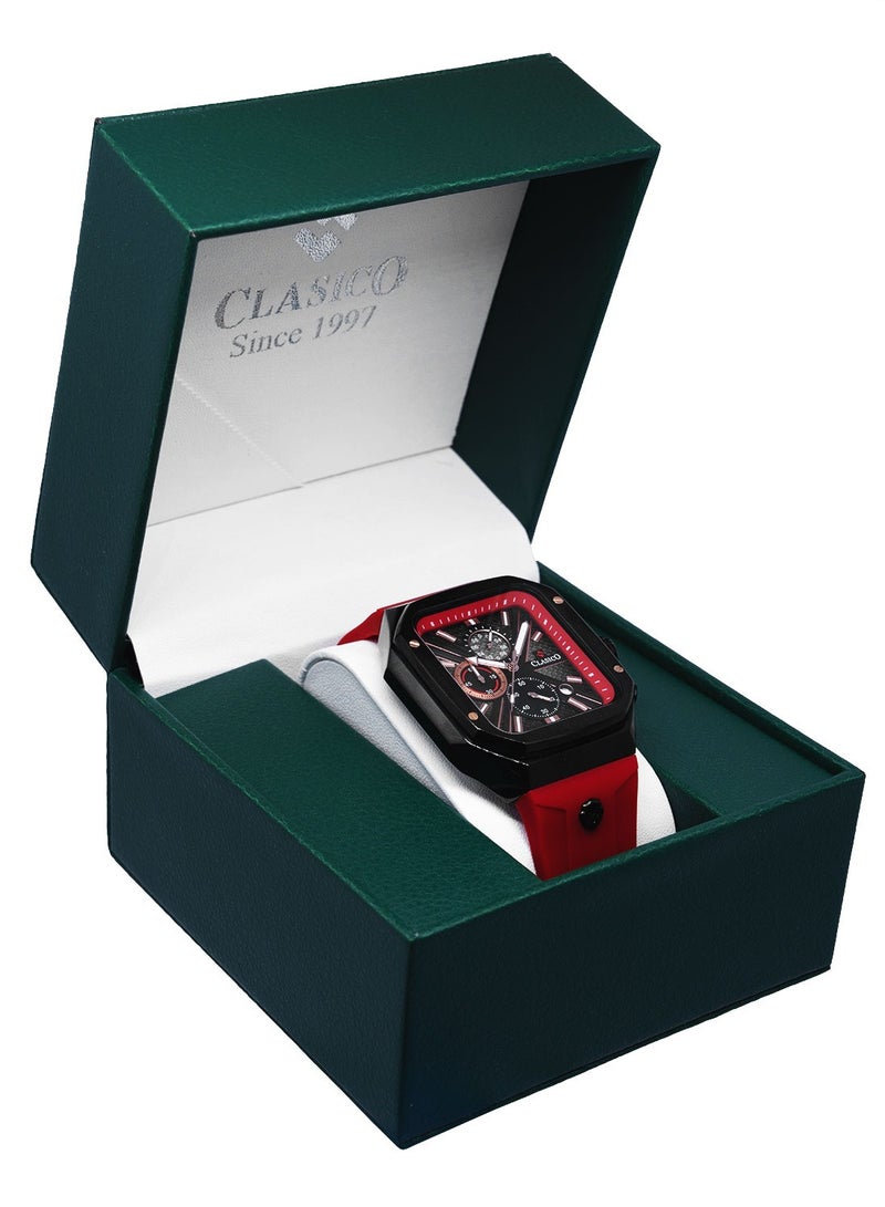 Clasico ساعة زيفر 6-أيدي كرونوغراف – إصدار كرونوغراف ريدلاين سكوير مع حزام سيليكون فاخر – حركة ي121 كاليبر النخبوية – تصميم مقاوم للماء - Image 5