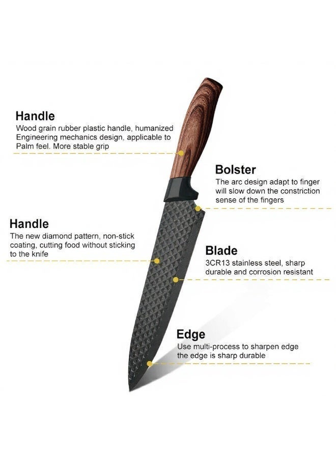 OSOOKE 6-Piece Black Chef Knife Set, Ultra Sharp Anti-Rust Stainless Steel, Ergonomic Handle, Kitchen Essential, Fast Delivery - Image 4