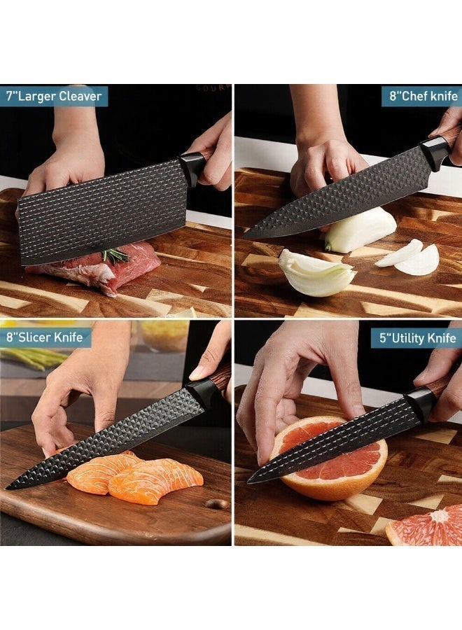 OSOOKE 6-Piece Black Chef Knife Set, Ultra Sharp Anti-Rust Stainless Steel, Ergonomic Handle, Kitchen Essential, Fast Delivery - Image 5