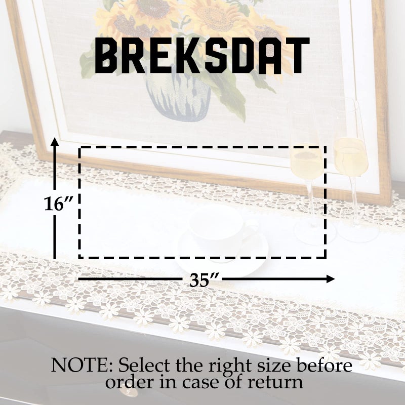 BrekSdat White lace Premium Rectangle Farmhouse Table Runner Waterproof OilProof SpillProof AntiShrink Soft Wrinkle Resistant Decorative Fabric Table Cover Kitchen Dinning Party Wedding Banquet - Image 5