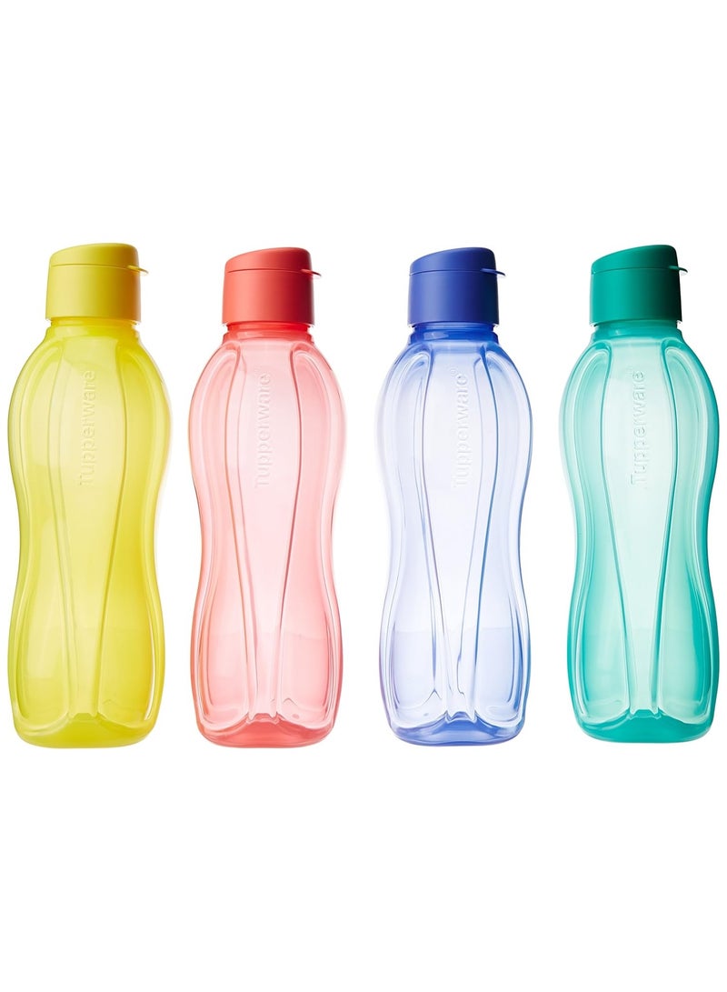 Tupperware FlipTop 1 Liter Bottle, Set of 4, MultiColor - Image 1