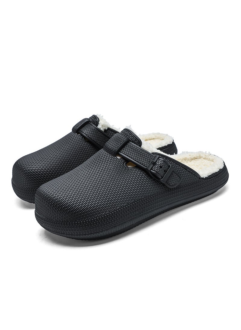 Generic Birkenstock 2023 Autumn Winter Cotton Slippers with Fleece Black 