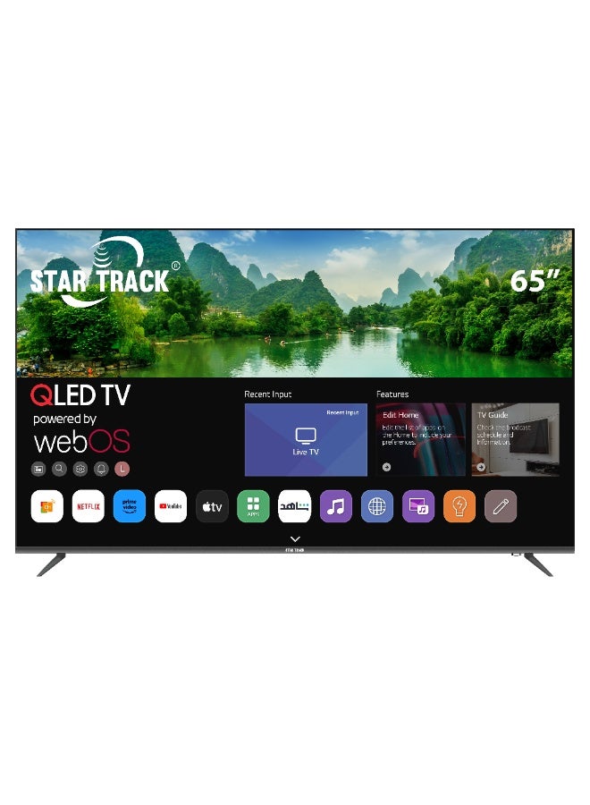 STAR TRACK 65 Inch QLED 4K Smart TV | HDR10+ | 95% Color Volume with Quantum Dot | 350 Nits Ultra Bright Display | WebOS with Apple AirPlay & Home | Air Mouse Remote | Ultra HD Smart TV