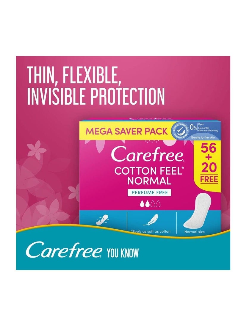 Carefree - Carefree Cotton feel Perfume Free Pantyliners Pack of 76 - Image 1