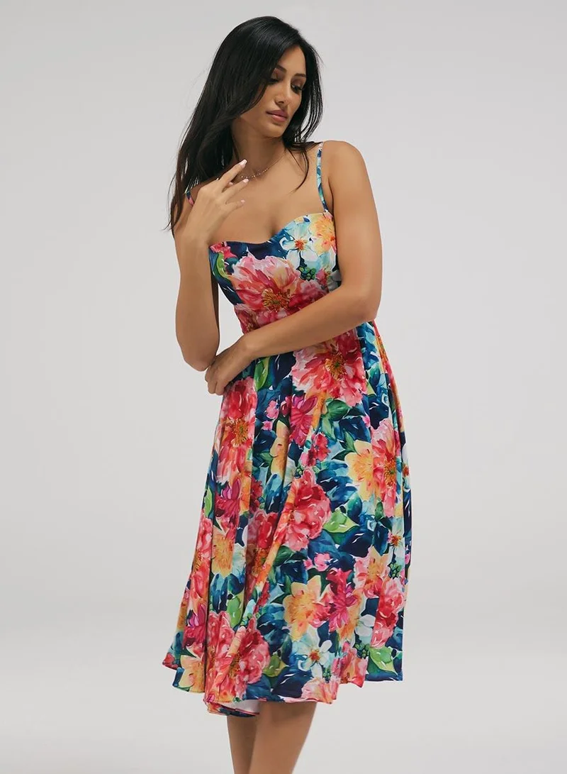 Zigzag Tiny Strap Dress With Bracot Torso