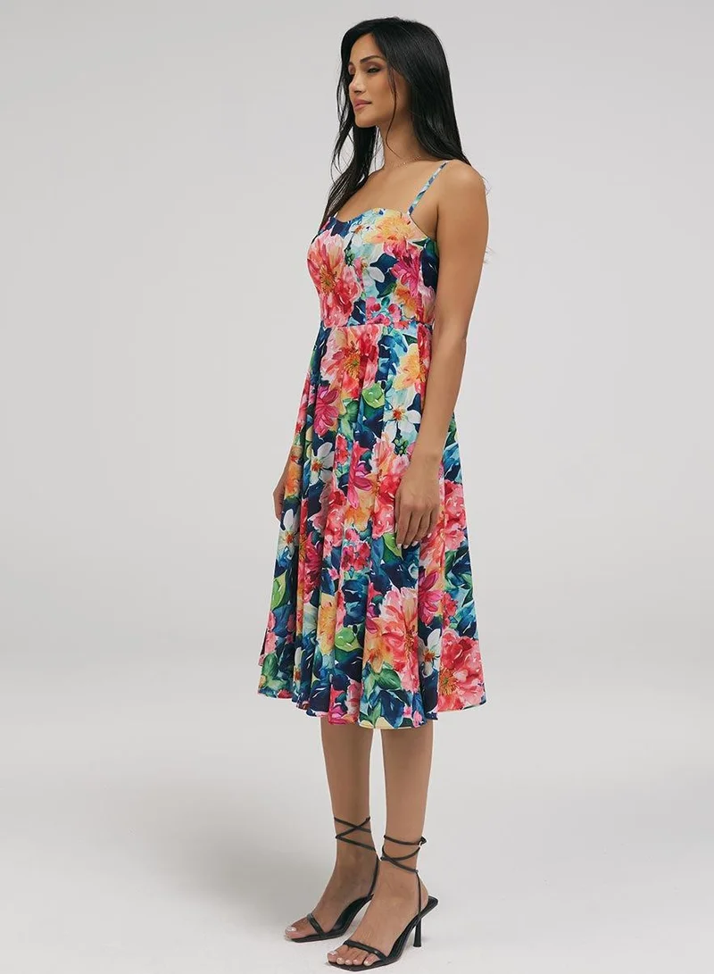 Zigzag Tiny Strap Dress With Bracot Torso