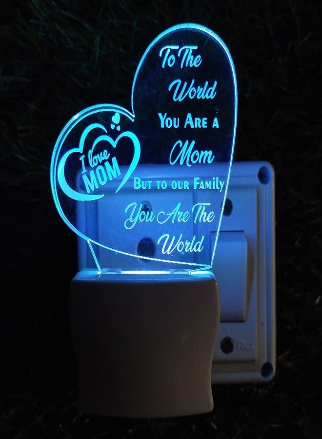 UKANI I Love MOM 3D Optical Illusion Acrylic Night Lamp, 7 Colors RGB Auto Colour Changing LED Plug and Play Night Light, Office Light, Best Gift - Pack of 1 (SD171,Multicolour, 3 Inch) - Image 1