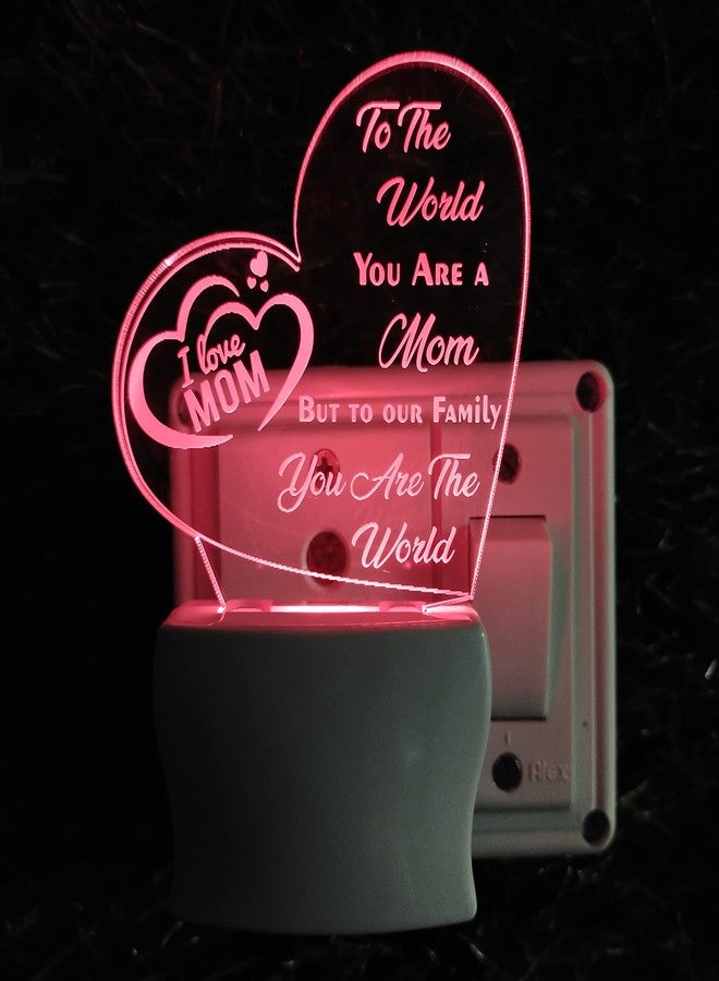 UKANI I Love MOM 3D Optical Illusion Acrylic Night Lamp, 7 Colors RGB Auto Colour Changing LED Plug and Play Night Light, Office Light, Best Gift - Pack of 1 (SD171,Multicolour, 3 Inch) - Image 5