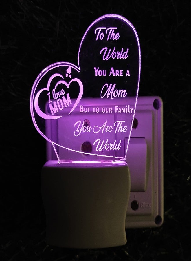 UKANI I Love MOM 3D Optical Illusion Acrylic Night Lamp, 7 Colors RGB Auto Colour Changing LED Plug and Play Night Light, Office Light, Best Gift - Pack of 1 (SD171,Multicolour, 3 Inch) - Image 4