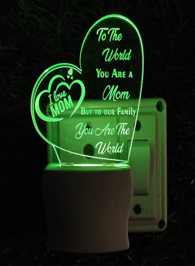 UKANI I Love MOM 3D Optical Illusion Acrylic Night Lamp, 7 Colors RGB Auto Colour Changing LED Plug and Play Night Light, Office Light, Best Gift - Pack of 1 (SD171,Multicolour, 3 Inch) - Image 3
