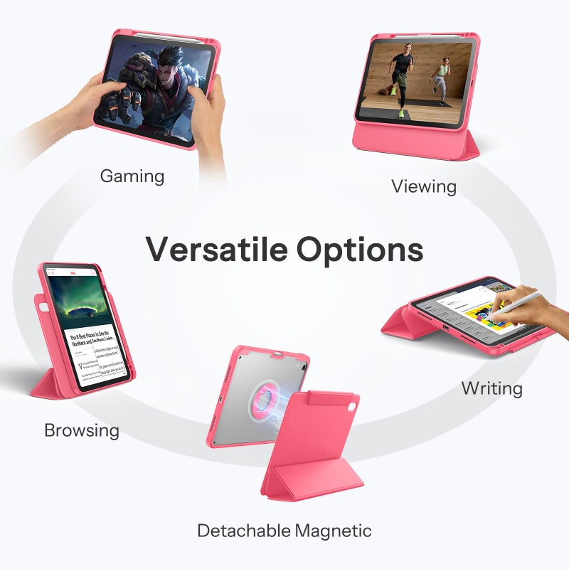SPARIN Case for iPad A16 11th/10th Generation 2025/2022 (11"/10.9") with Pencil Holder, Magnetic Detachable Hybrid Stand, Portrait/Landscape Angle, Auto Wake/Sleep-Watermelon Pink - Image 3