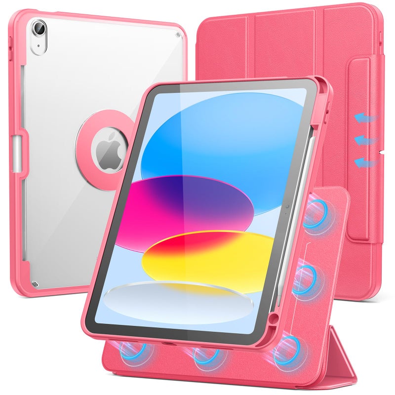 SPARIN Case for iPad A16 11th/10th Generation 2025/2022 (11"/10.9") with Pencil Holder, Magnetic Detachable Hybrid Stand, Portrait/Landscape Angle, Auto Wake/Sleep-Watermelon Pink - Image 1