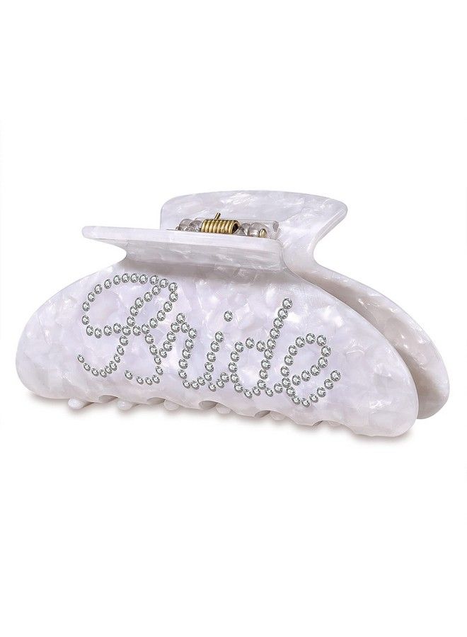 CEALXHENY Bride Hair Claw Clip Wedding Bride Gifts White Acrylic Hair Clip Rhinestone Bachelorette Party Favors Wedding Bridal Shower Hair Accessory Bride To Be Gifts For Her - Image 1