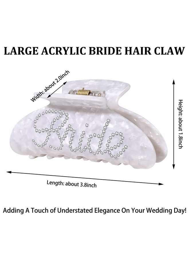 CEALXHENY Bride Hair Claw Clip Wedding Bride Gifts White Acrylic Hair Clip Rhinestone Bachelorette Party Favors Wedding Bridal Shower Hair Accessory Bride To Be Gifts For Her - Image 5