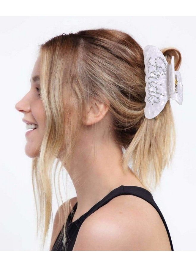 CEALXHENY Bride Hair Claw Clip Wedding Bride Gifts White Acrylic Hair Clip Rhinestone Bachelorette Party Favors Wedding Bridal Shower Hair Accessory Bride To Be Gifts For Her - Image 3