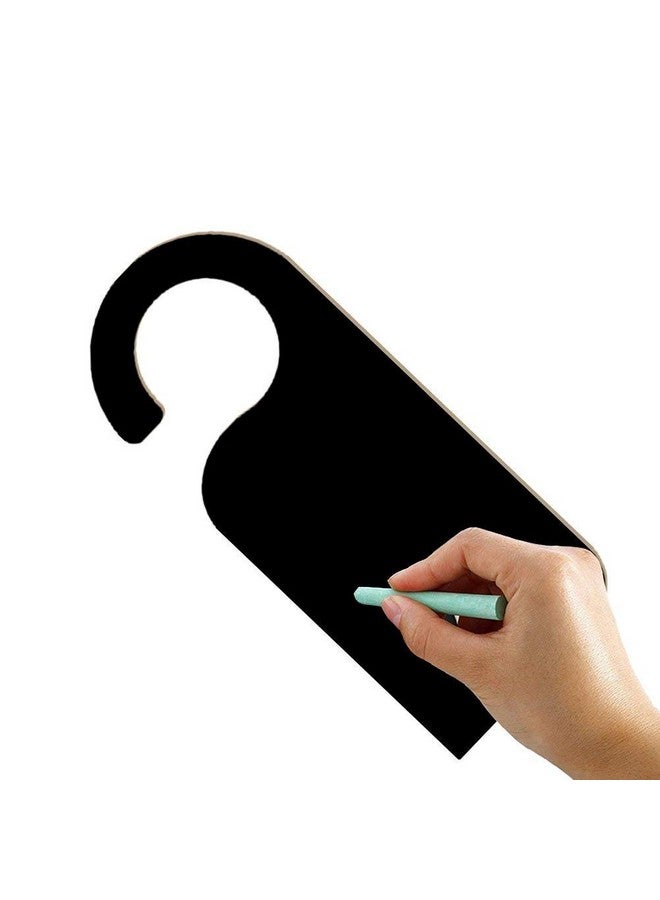FRECI 6Pcs Wooden Door Sign Hanger Mini Double-Sided Wood Blackboard Chalkboard Message Notes Memo Board Door Knob Hanger Sign, Black Two - Image 2