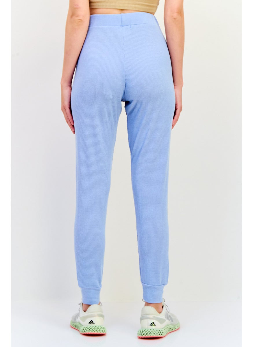 BRAVE SOUL Women Regular Fit Textured Jogger Pants, Dusty Blue  - Image 2