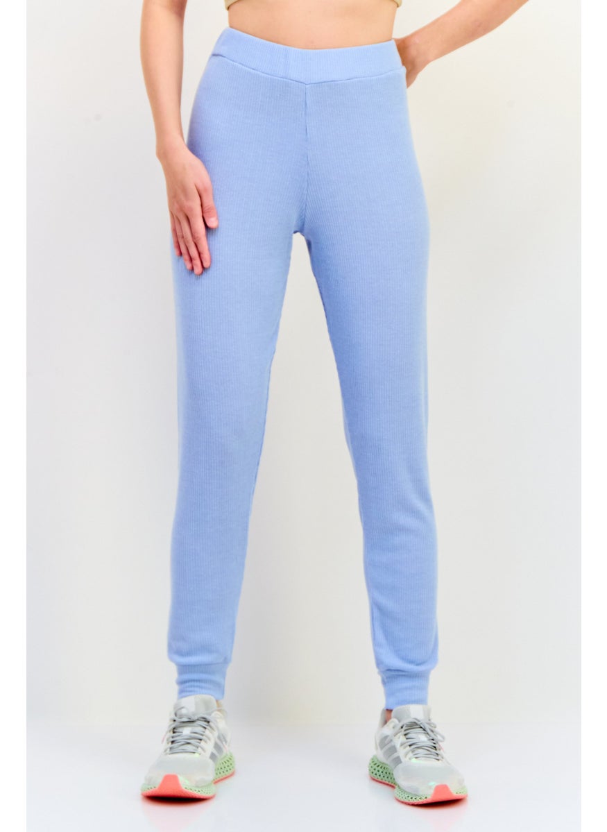 BRAVE SOUL Women Regular Fit Textured Jogger Pants, Dusty Blue  - Image 1
