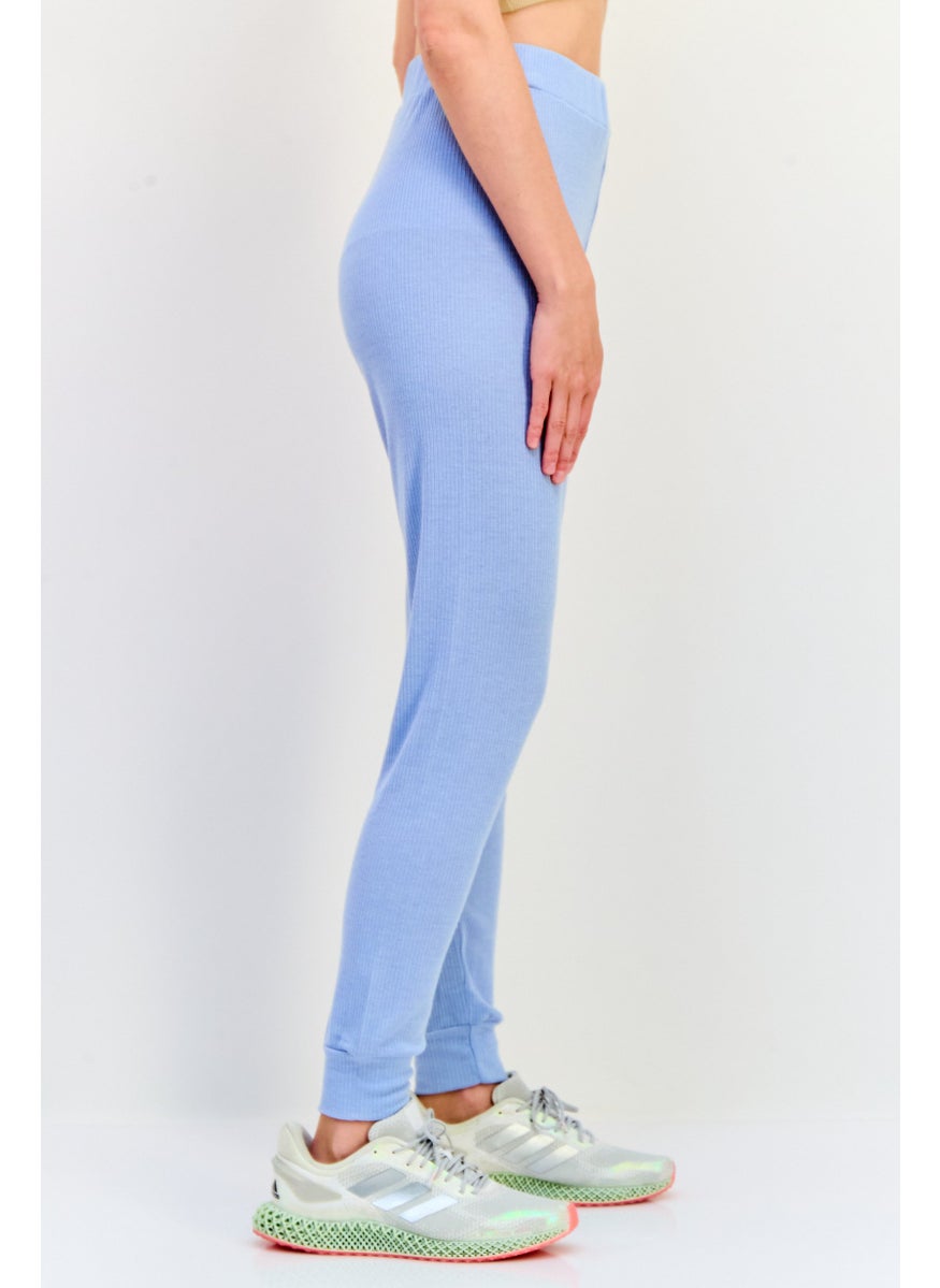 BRAVE SOUL Women Regular Fit Textured Jogger Pants, Dusty Blue  - Image 4