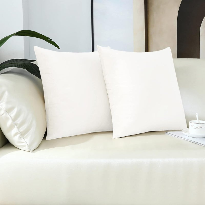 mixeoo Comfy Ivory White Throw Pillow Covers Decorative Square Solid Velvet Soft Cushion Cases Home Decor for Sofa Couch Home Office Chair, Set of 2, 16 x 16 Inch - Image 3