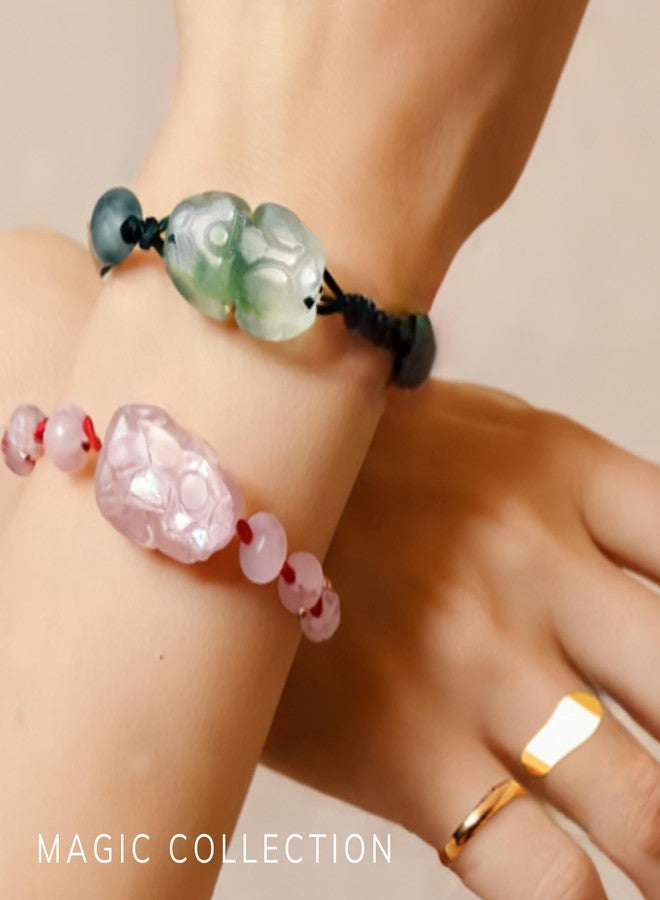 BestAmulets Couples Dragon Bracelets - Love and Money Amulets - Green Serpentine & Pink Good Luck Jewelry - Spiritual and Emotional Support Gift - Image 3