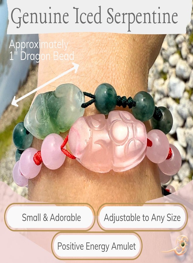 BestAmulets Couples Dragon Bracelets - Love and Money Amulets - Green Serpentine & Pink Good Luck Jewelry - Spiritual and Emotional Support Gift - Image 4